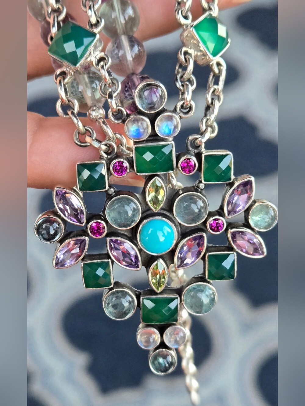 Nicky Butler RAJ COLLECTION LIMITED EDITION 925 Sterling Silver Necklace 63 gram - Picture 3 of 16